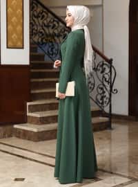Manolya Hijab Evening Dress Khaki