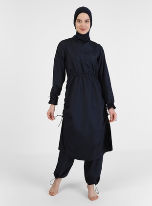 Burkini Full Covered Swimsuit Navy Blue With Adjustable Stoppers