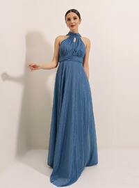 Fully Lined - Silvery - Indigo - Evening Dresses