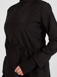 Burkini Full Covered Swimsuit With Finger Snap Fastened Black