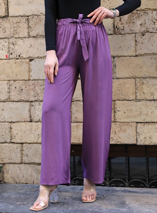 Purple - Cotton - Pants - Muzze