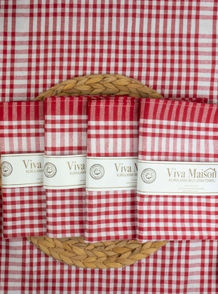 Red - Cotton - Tea Towel - Viva Maison