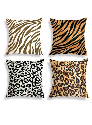 Double Sided Printed Suede Textured 4-Piece Combination Cushion Pillowcase - Tiger