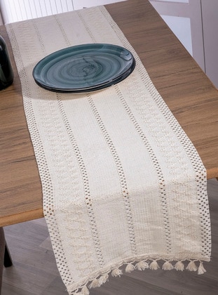 Organic Cotton Lace Terra-Cotta 40X150 Cm Runner Tablecloth Cream-Beige