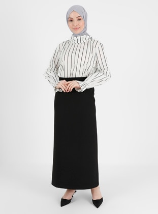 Black - Unlined - Cotton - Skirt - ONX10