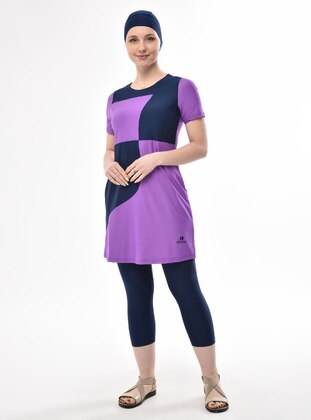Purple - Fully Lined - Half Coverage Swimsuit - Ranuna