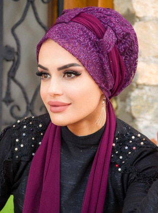 زهري - من لون واحد - من لون واحد - حجابات جاهزة - AİŞE TESETTÜR