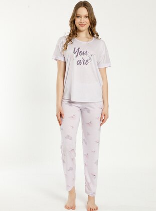 Short Sleeve Viscose Pajama Set Lilac