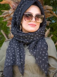 Floral Printed Hat And Shawl Black Instant Scarf