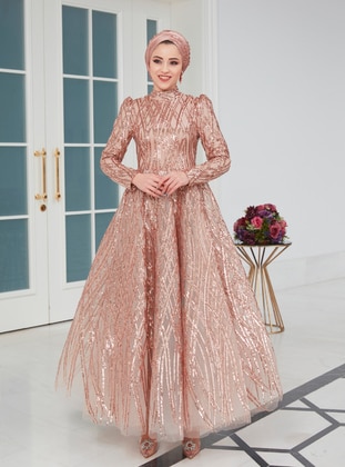 Copper - Fully Lined - Modest Evening Dress - Aslan Polat