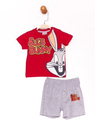 Multi - Crew neck - Unlined - Red - Cotton - Baby Suit - Looney Tunes