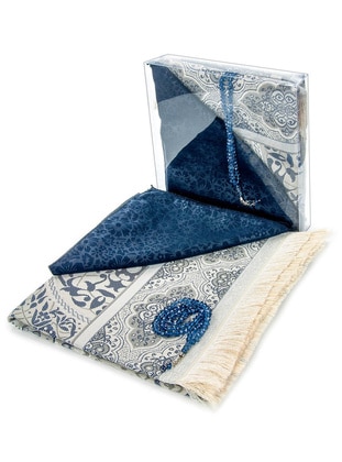 Special In A Box Covered Prayer Rug Set - Navy Blue