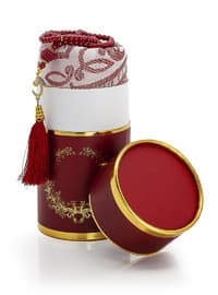 Special Cylinder Prayer Rug Box Set Burgundy