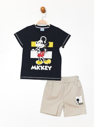Printed - Crew neck - Unlined - Black - Boys` Suit - MICKEY MOUSE