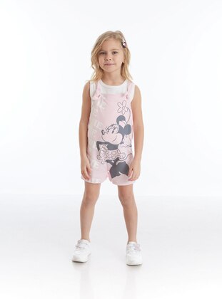 Pink - Unlined - Printed - Crew neck - Cotton - Girls` Salopettes & Jumpsuits - Minnie Mouse