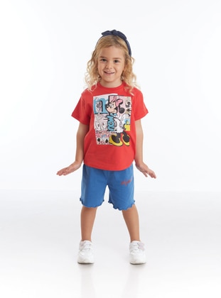 Printed - Crew neck - Unlined - Red - Girls` T-Shirt - Minnie Mouse