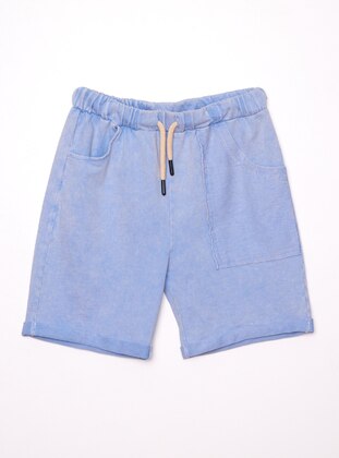 Unlined - Blue - Cotton - Boys` Shorts - Panolino