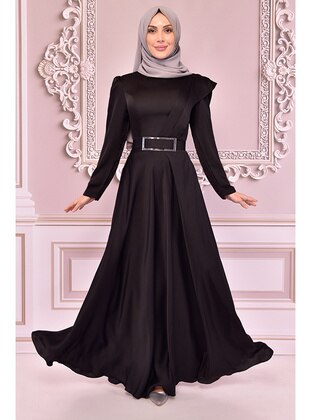 Black - Modest Dress - Moda Merve