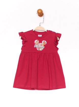 Multi - Crew neck - Unlined - Fuchsia - Cotton - Baby Dress - Minnie Mouse