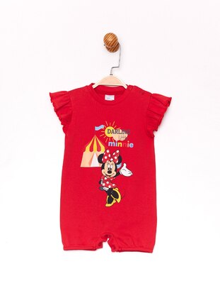 Multi - Crew neck - Unlined - Red - Cotton - Baby Sleepsuit - Minnie Mouse