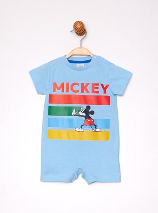 Multi - Crew neck - Unlined - Blue - Baby Sleepsuit - MICKEY MOUSE