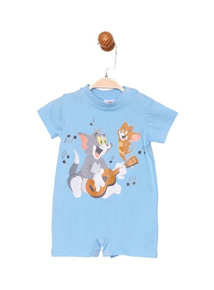 Printed - Crew neck - Blue - Baby Sleepsuit - Tom & Jerry