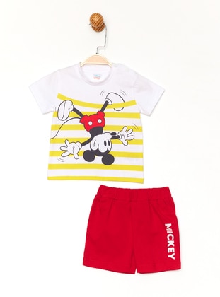 Printed - Crew neck - White - Cotton - Baby Suit - MICKEY MOUSE