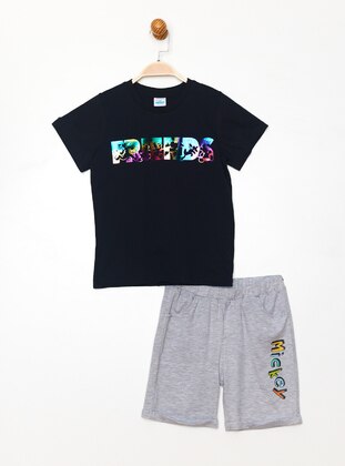 Printed - Crew neck - Black - Boys` Suit - MICKEY MOUSE