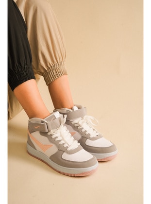 Long Ankle Sneakers Stone Whıte