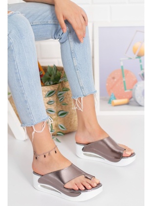 Silver - Sandal - Slippers - Artı Artı Ayakkabı