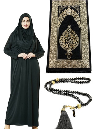 One Piece Prayer Dress - Prayer Cloth - Prayer Rug - Rosary - Worship Set - Black
