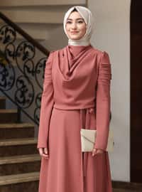 Kardelen Hijab Evening Dress Rose