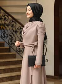 Kardelen Hijab Evening Dress Mink