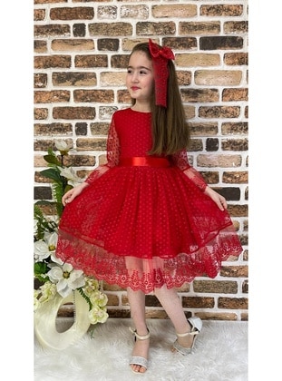 Dream Luxury Lace Girl'S Dress-Red
