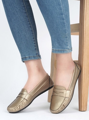 Casual Flat Shoes Gold Color