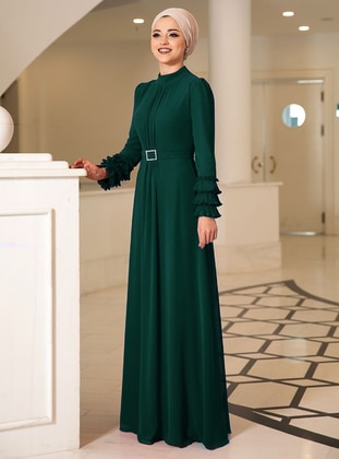 Emerald - Fully Lined - Polo neck - Modest Evening Dress - DressLife