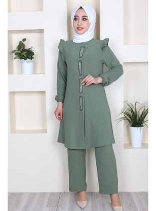 Green Almond - Unlined - Suit - Eymina