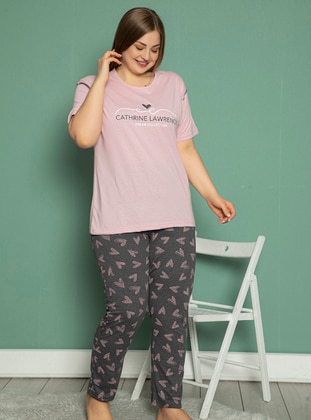 Lilac - Multi - Plus Size Pyjamas - Fawn