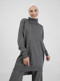 Tunic&Pants Knitwear Co-Ord Set Anthracite