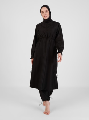 Burkini Full Covered Swimsuit With Adjustable Stoppers Black