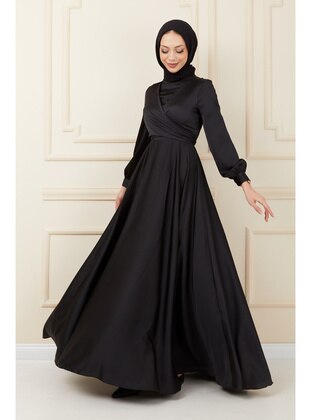 Black - Unlined - Modest Evening Dress - İmaj Butik