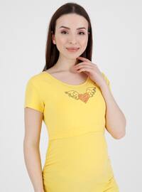 Yellow - Crew neck - Maternity Tunic / T-Shirt