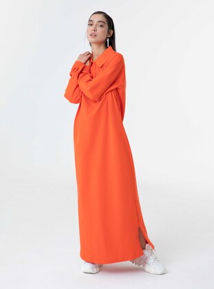 Red - Point Collar - Unlined - Cotton - Modest Dress - SOUL