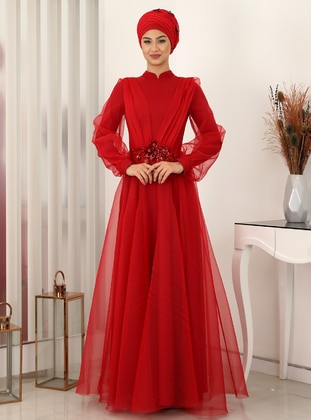 Dalya Hijab Evening Dress Red