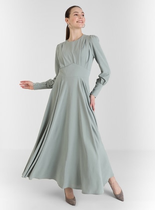 Green Almond - Crew neck - Modest Dress - LOREEN