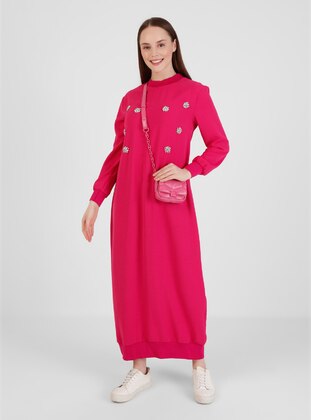 Fuchsia - Crew neck - Unlined - Modest Dress - LOREEN