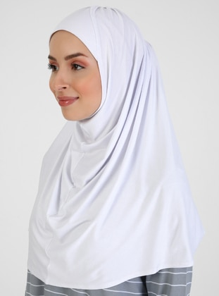 Back Pleated Combed Cotton Instant Hijab White Instant Scarf