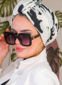 Crepe Wrap Shawl Undercap Black And White Instant Scarf