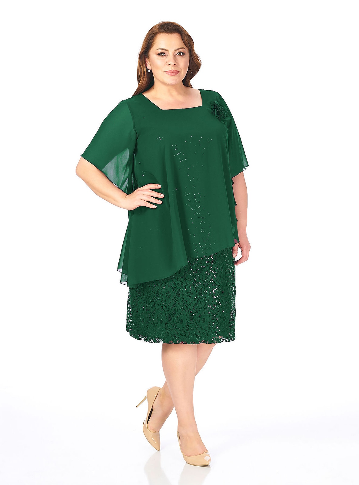 Green - Fully Lined - Sweatheart Neckline - Modest Plus Size Evening Dress