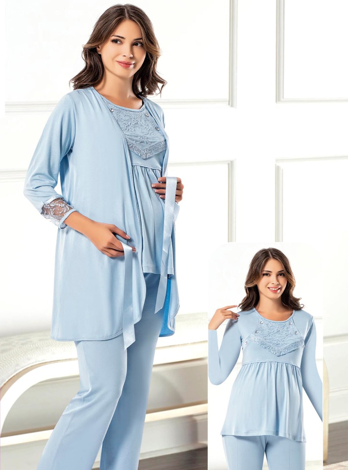 Pyjama maternité en coloris bleu de Anita